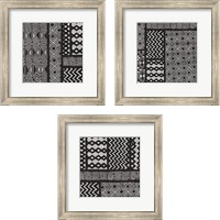 Framed Kuba Abstract BW 3 Piece Framed Art Print Set