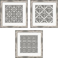 Framed 'African Wild Pattern BW 3 Piece Framed Art Print Set' border=