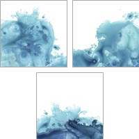 Framed 'Splash Wave 3 Piece Art Print Set' border=
