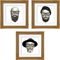 Framed 'Hipster Skull 3 Piece Framed Art Print Set' border=