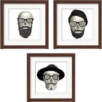 Framed 'Hipster Skull 3 Piece Framed Art Print Set' border=