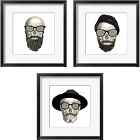 Framed 'Hipster Skull 3 Piece Framed Art Print Set' border=