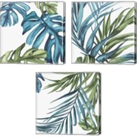Framed 'Palm Leaves 3 Piece Canvas Print Set' border=