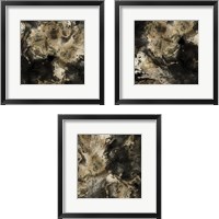 Framed Gold Marbled Abstract 3 Piece Framed Art Print Set