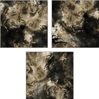 Framed Gold Marbled Abstract 3 Piece Art Print Set