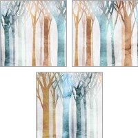 Framed 'Dancing Trees 3 Piece Art Print Set' border=