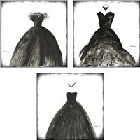 Framed 'Black Dress 3 Piece Art Print Set' border=