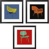 Framed 'Mid Century Chair 3 Piece Framed Art Print Set' border=