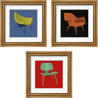 Framed 'Mid Century Chair 3 Piece Framed Art Print Set' border=