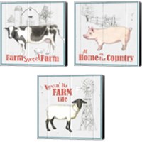 Framed 'Farm to Table 3 Piece Canvas Print Set' border=