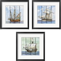 Framed 'Nautical Ships 3 Piece Framed Art Print Set' border=