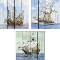 Framed 'Nautical Ships 3 Piece Art Print Set' border=