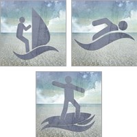 Framed 'Beach Signs 3 Piece Art Print Set' border=