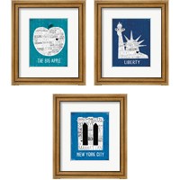 Framed 'Iconic NYC 3 Piece Framed Art Print Set' border=