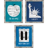 Framed 'Iconic NYC 3 Piece Framed Art Print Set' border=