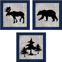 Framed 'Blue Bear Lodge Icon 3 Piece Art Print Set' border=