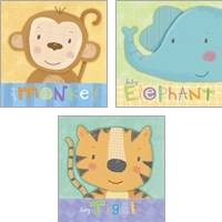 Framed 'Baby Animals 3 Piece Art Print Set' border=