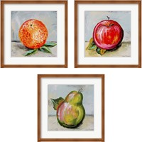 Framed 'Abstract Kitchen Fruit 3 Piece Framed Art Print Set' border=