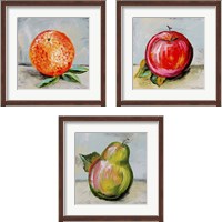 Framed 'Abstract Kitchen Fruit 3 Piece Framed Art Print Set' border=