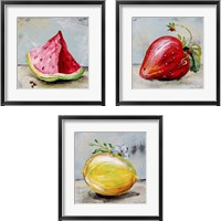 Framed 'Abstract Kitchen Fruit 3 Piece Framed Art Print Set' border=