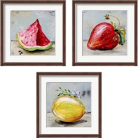 Framed 'Abstract Kitchen Fruit 3 Piece Framed Art Print Set' border=