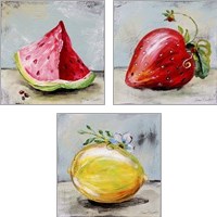 Framed 'Abstract Kitchen Fruit 3 Piece Art Print Set' border=