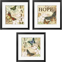 Framed 'Inspirational Butterflies 3 Piece Framed Art Print Set' border=
