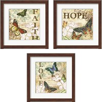 Framed 'Inspirational Butterflies 3 Piece Framed Art Print Set' border=