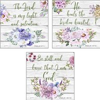 Framed 'Garden Florals Bible Verse 3 Piece Art Print Set' border=