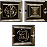 Framed 'Gold Deco 3 Piece Canvas Print Set' border=