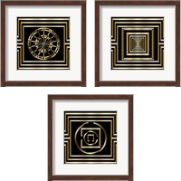 Framed 'Gold Deco 3 Piece Framed Art Print Set' border=