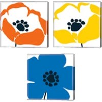 Framed 'Pop Art Floral  3 Piece Canvas Print Set' border=