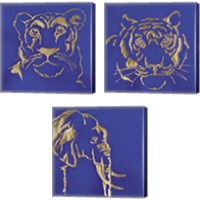 Framed 'Gilded Animal Blue 3 Piece Canvas Print Set' border=