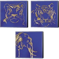 Framed 'Gilded Animal Blue 3 Piece Canvas Print Set' border=