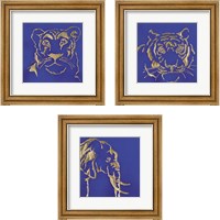 Framed 'Gilded Animal Blue 3 Piece Framed Art Print Set' border=