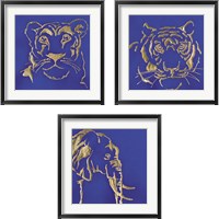 Framed 'Gilded Animal Blue 3 Piece Framed Art Print Set' border=