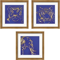 Framed 'Gilded Animal Blue 3 Piece Framed Art Print Set' border=
