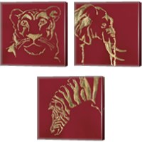 Framed Gilded Animal Red 3 Piece Canvas Print Set