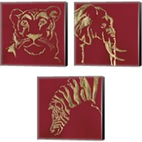 Framed Gilded Animal Red 3 Piece Canvas Print Set