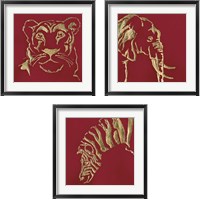 Framed Gilded Animal Red 3 Piece Framed Art Print Set