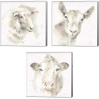 Framed 'Farm Friends Neutral 3 Piece Canvas Print Set' border=