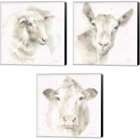 Framed 'Farm Friends Neutral 3 Piece Canvas Print Set' border=