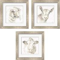 Framed 'Farm Friends Neutral 3 Piece Framed Art Print Set' border=