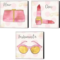 Framed 'Fashion Blooms Pink 3 Piece Canvas Print Set' border=