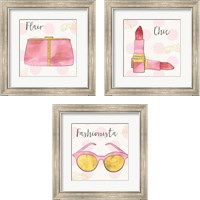 Framed Fashion Blooms Pink 3 Piece Framed Art Print Set