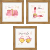 Framed 'Fashion Blooms Pink 3 Piece Framed Art Print Set' border=