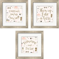 Framed Boss Ladies Pink 3 Piece Framed Art Print Set