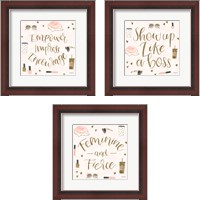 Framed 'Boss Ladies Pink 3 Piece Framed Art Print Set' border=