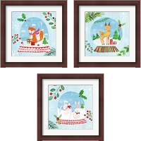 Framed 'Snow Globe Animals 3 Piece Framed Art Print Set' border=