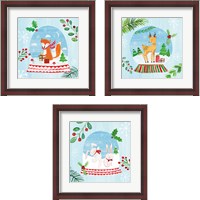 Framed 'Snow Globe Animals 3 Piece Framed Art Print Set' border=